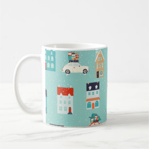 クリスマスウィンターハウスレッドカー コーヒーマグカップ