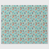 クリスマスウィンターハウスレッドカー ラッピングペーパー (フラット)