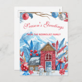 クリスマスウィンターハッピーランドの水彩 シーズンポストカード (正面/裏面)