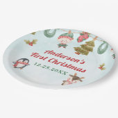 クリスマスウィンターバースデーパーティー ペーパープレート (アングル)
