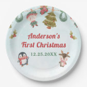 クリスマスウィンターバースデーパーティー ペーパープレート (正面)