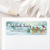 クリスマスウィンターバードシーン ラベル (インサイチュ)