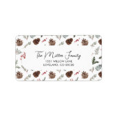 クリスマスウィンターパインとホリー差出人住所 ラベル (正面)