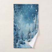 クリスマスウィンターパインの森の雪 バスタオルセット (ハンドタオル)