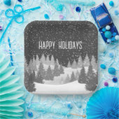 クリスマスウィンターパインズ ペーパープレート (パーティー)