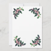 クリスマスウィンターパインツリーの水の色結婚の 招待状 (裏面)