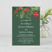 クリスマスウィンターパインツリーの水の色結婚の 招待状 (スタンド正面)