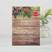 クリスマスウィンターパインツリーウォーターカラーウッド結婚ズ 招待状 (スタンド正面)