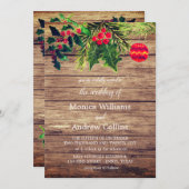 クリスマスウィンターパインツリーウォーターカラーウッド結婚ズ 招待状 (正面/裏面)