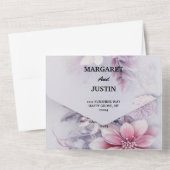 クリスマスウィンターパープルフラワーヴィンテージウェディング オールインワン招待状 (裏面)