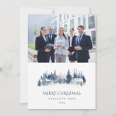 クリスマスウィンタービレッジブルーロゴフォトビジネス シーズンカード (正面)