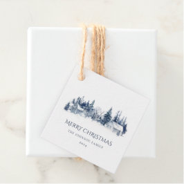 クリスマスウィンタービレッジランドスケープブルーホワイト フェイバータグ