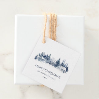 クリスマスウィンタービレッジランドスケープブルーホワイト フェイバータグ