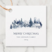 クリスマスウィンタービレッジランドスケープブルーホワイト フェイバータグ (正面)