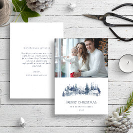 クリスマスウィンタービレッジランドスケープブルー写真 シーズンカード
