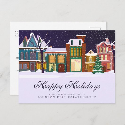 クリスマスウィンタービレッジ  |おめでとう ポストカード (正面/裏面)