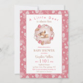 クリスマスウィンターピンクディアパインコーンベビーシャワー 招待状 (正面)