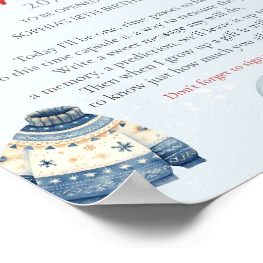 クリスマスウィンターファースト誕生日タイムカプセル ポスター (角)