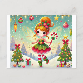 クリスマスウィンターフェアリーと彼女の魔法 ポストカード
