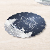 クリスマスウィンターフェアリーファンタジースノーイトナカイ ペーパーコースター (アングル)