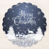 クリスマスウィンターフェアリーファンタジースノーイトナカイ ペーパーコースター (正面)