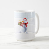 クリスマスウィンターフェアリーファンタジー雪の雪だるま コーヒーマグカップ (正面右)