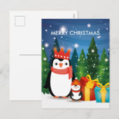 クリスマスウィンターフェスティバルファミリーペンギンパーティー シーズンポストカード (正面/裏面)