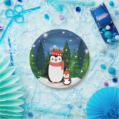 クリスマスウィンターフェスティバルファミリーペンギンパーティー ペーパープレート (パーティー)