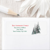 クリスマスウィンターフォレストのモミの木の名前アドレス ラベル (インサイチュ)