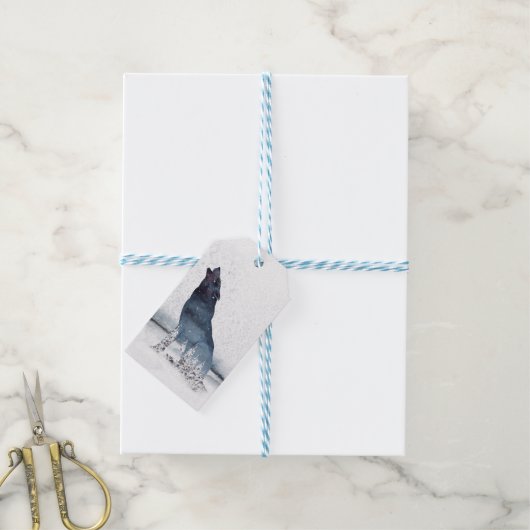 クリスマスウィンターフォレストウルフ ギフトタグ (より糸付き)