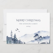 クリスマスウィンターフォレストブルー非フォトビジネス シーズンカード (正面)