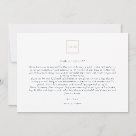 クリスマスウィンターフォレストブルー非フォトビジネス シーズンカード (裏面)