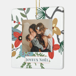 クリスマスウィンターフラワーズJoyeux Noelホリデーフォト セラミックオーナメント