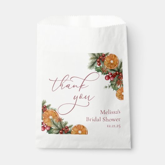 クリスマスウィンターフローラブライダルシャワー フェイバーバッグ (正面)