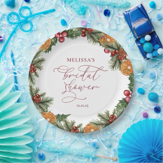 クリスマスウィンターフローラブライダルシャワー ペーパープレート (パーティー)
