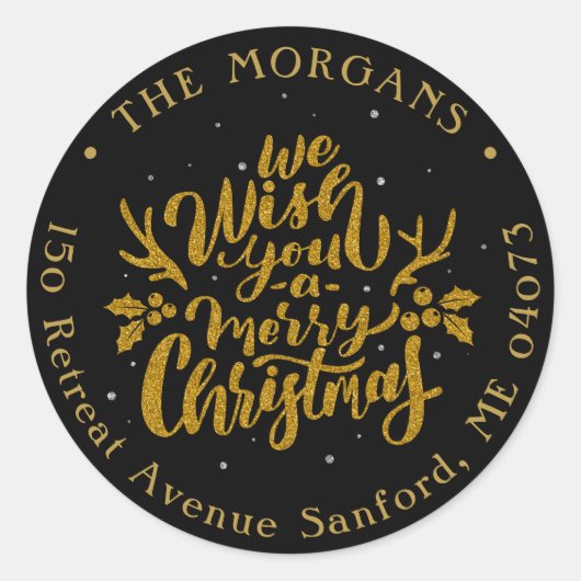 クリスマスウィンターフローラホリデーアドレス ラウンドシール (正面)