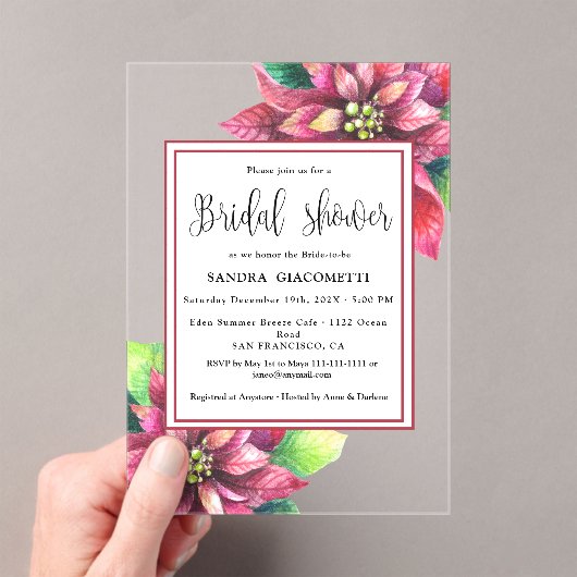 クリスマスウィンターブライダルシャワー アクリル招待状 (インサイチュ (ポータブル))