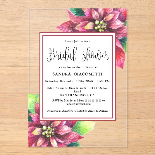 クリスマスウィンターブライダルシャワー アクリル招待状 (正面)