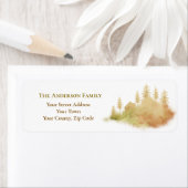 クリスマスウィンターブラウンハットフォレストモミの木名 ラベル (インサイチュ)