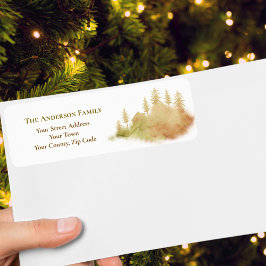 クリスマスウィンターブラウンハットフォレストモミの木名 ラベル