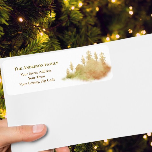 クリスマスウィンターブラウンハットフォレストモミの木名 ラベル