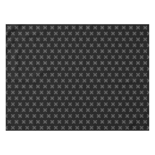 クリスマスウィンターブラックスノーフレーク雪フェスティバル テーブルクロス (正面(横))