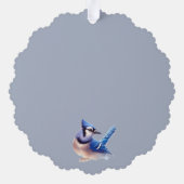 クリスマスウィンターブルージェイ鳥の野生生物自然 オーナメントカード (裏面)