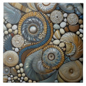 クリスマスウィンターブルーベージュサークルパターン タイル (正面)