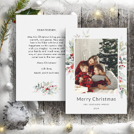 クリスマスウィンターブーケの赤い果実のワンフォト シーズンカード