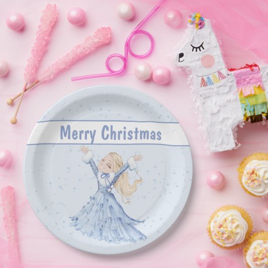 クリスマスウィンタープリンセスガールズ ペーパープレート (パーティー)