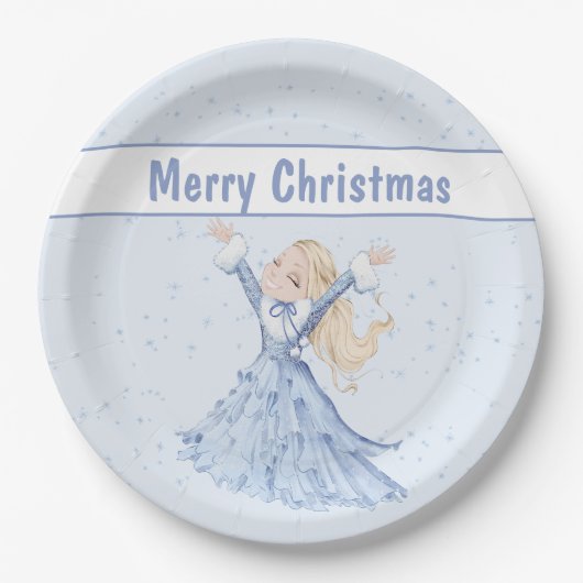 クリスマスウィンタープリンセスガールズ ペーパープレート (正面)