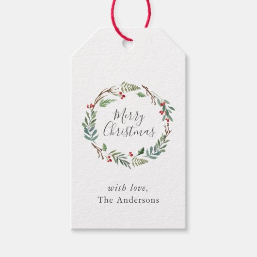 クリスマスウィンターベリーカスタムリースファミリー名 ギフトタグ (正面)