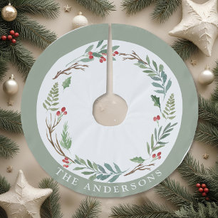 クリスマスウィンターベリーカスタムリースファミリー名 ブラッシュドポリエステルツリースカート