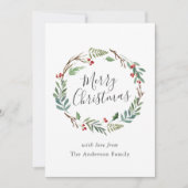 クリスマスウィンターベリーリースメリークリスマス シーズンカード (正面)